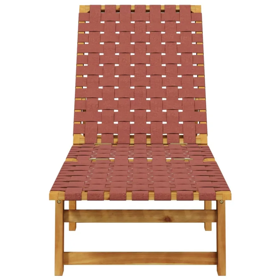 Chaises longues lot de 2 rouge bois d'acacia solide et tissu - 4
