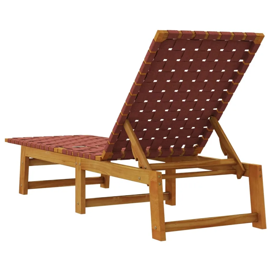 Chaises longues lot de 2 rouge bois d'acacia solide et tissu - 6