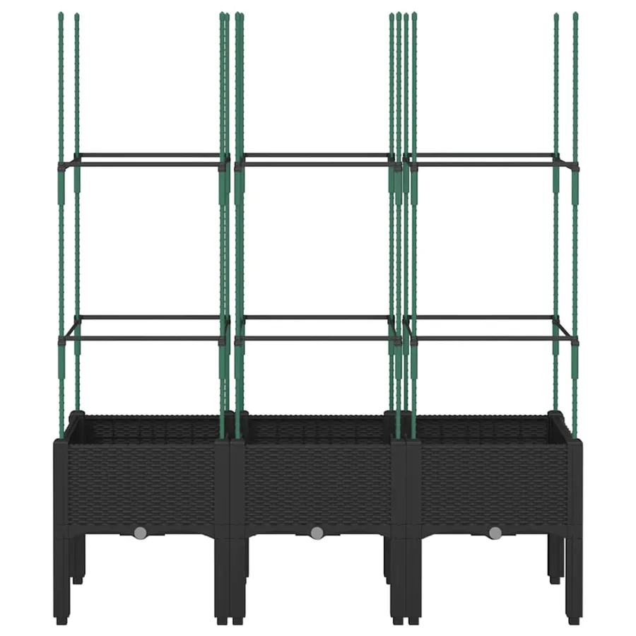 Jardinière avec treillis noir 120x40x142,5 cm PP - 3