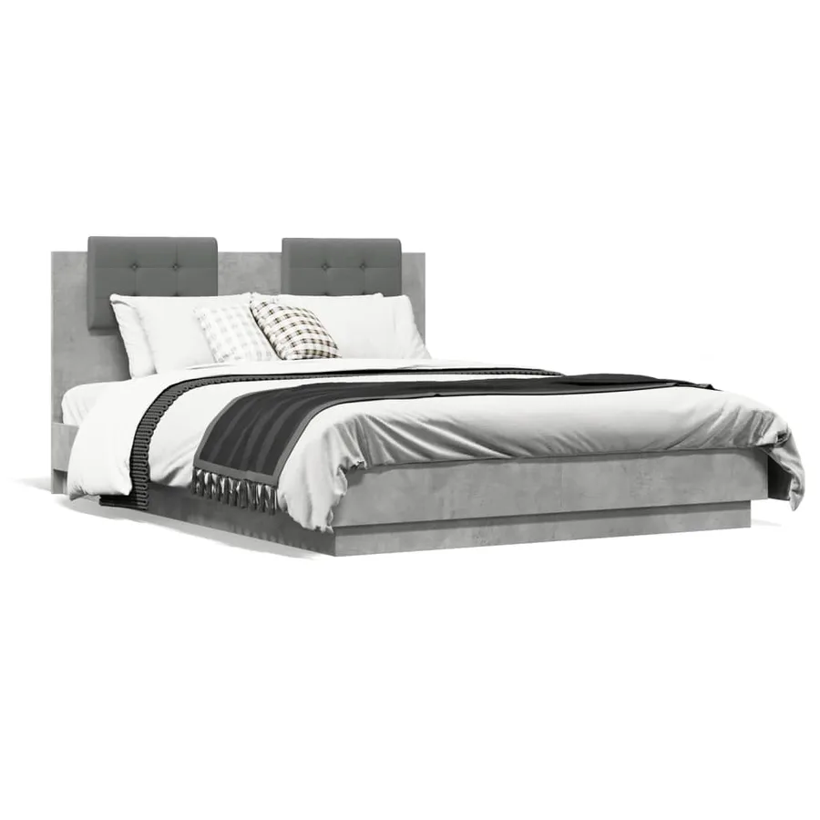 Cadre de lit sans matelas gris béton 120x190 cm - 2