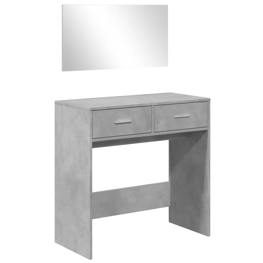 Coiffeuse avec miroir gris béton 80x39x80 cm - 2