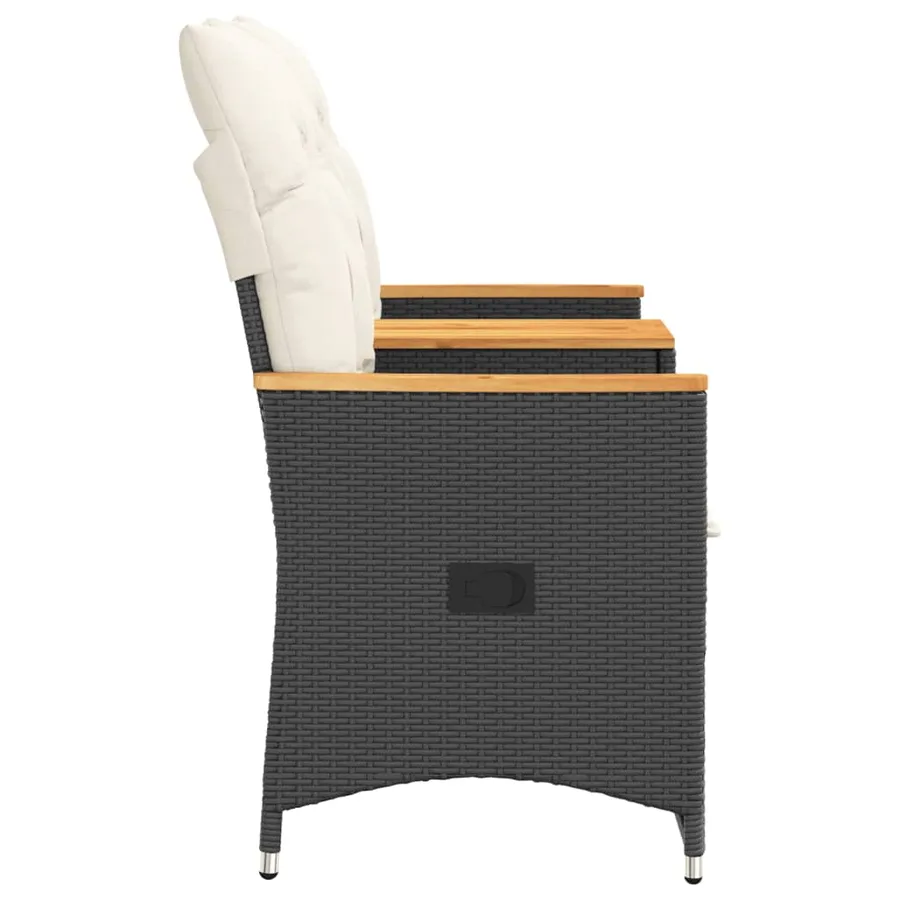 Canapé de jardin inclinable 2 places avec table noir poly rotin - 5