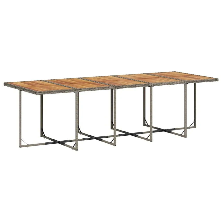 Ensemble à manger de jardin 11pcs avec coussins gris poly rotin - 4
