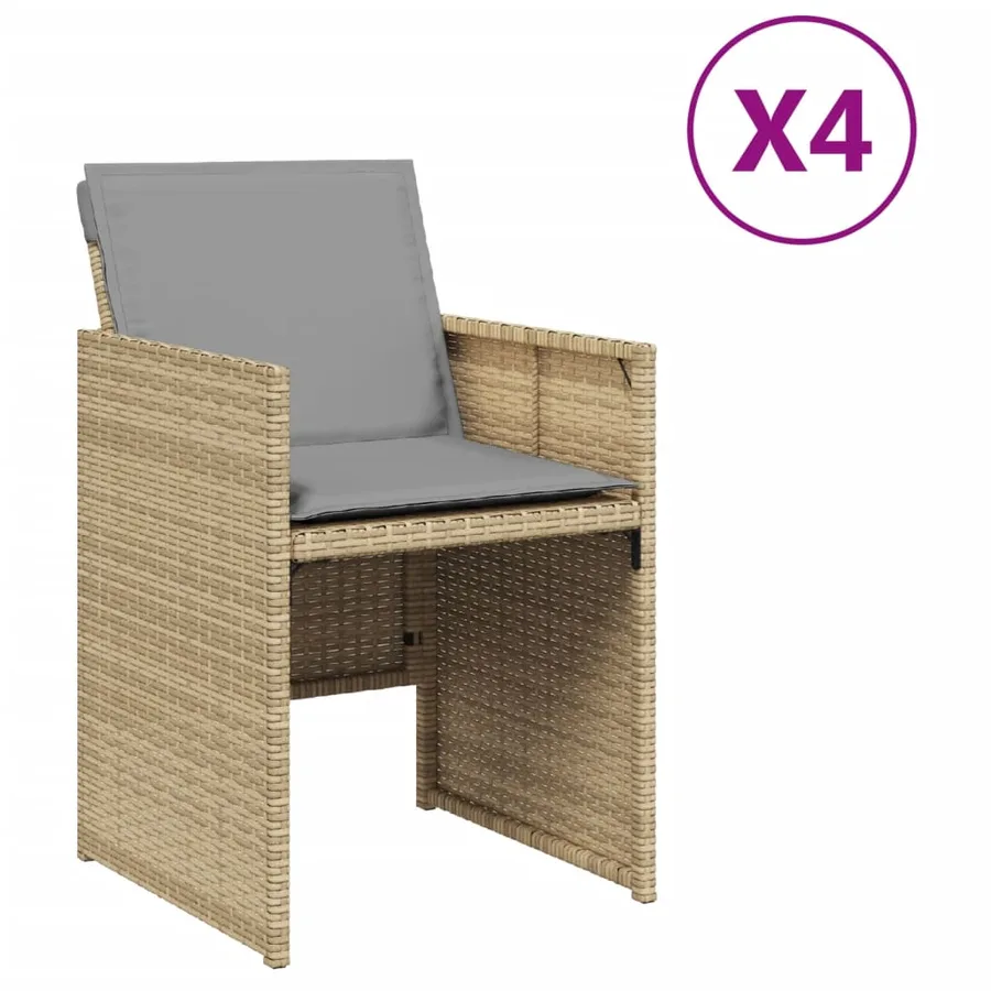 Chaises de jardin avec coussins lot de 4 mélange beige - 2