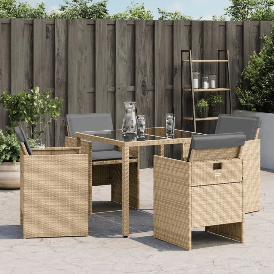 Chaises de jardin avec coussins lot de 4 mélange beige - 4