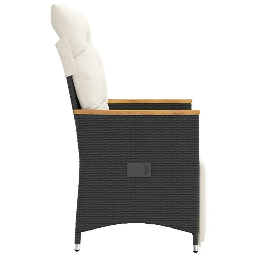 Chaises inclinables de jardin lot de 2 et coussins noir rotin - 5