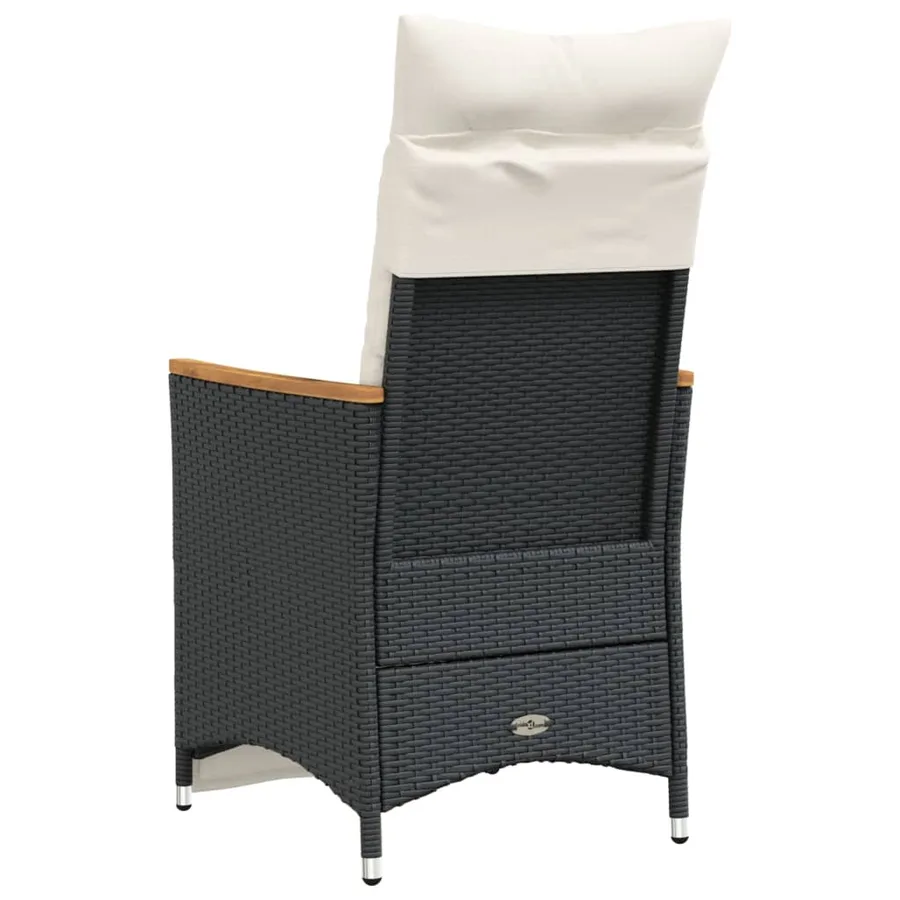 Chaises inclinables de jardin lot de 2 et coussins noir rotin - 6