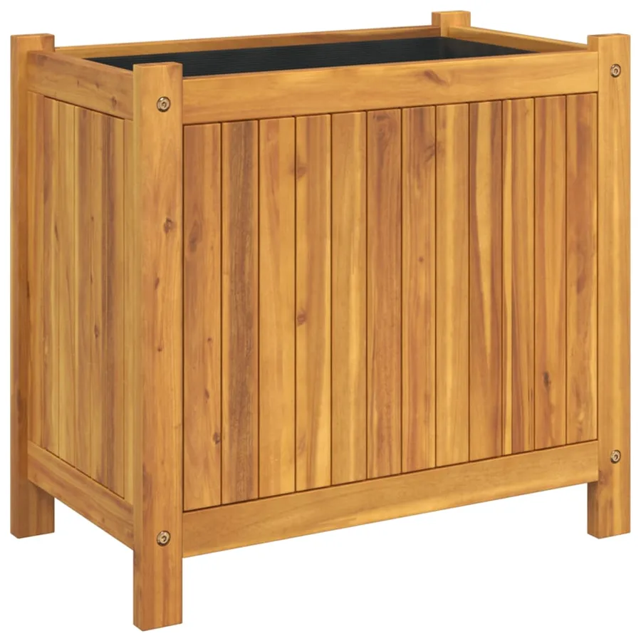 Jardinière avec doublure 54x31x50 cm bois massif d'acacia - 2