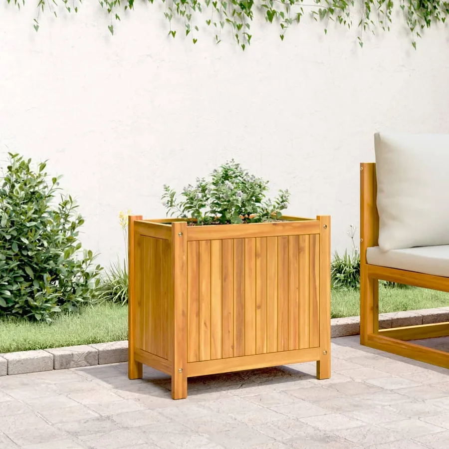 Jardinière avec doublure 54x31x50 cm bois massif d'acacia - 3