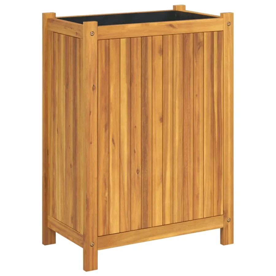 Jardinière avec doublure 54x31x75 cm bois massif d'acacia - 2