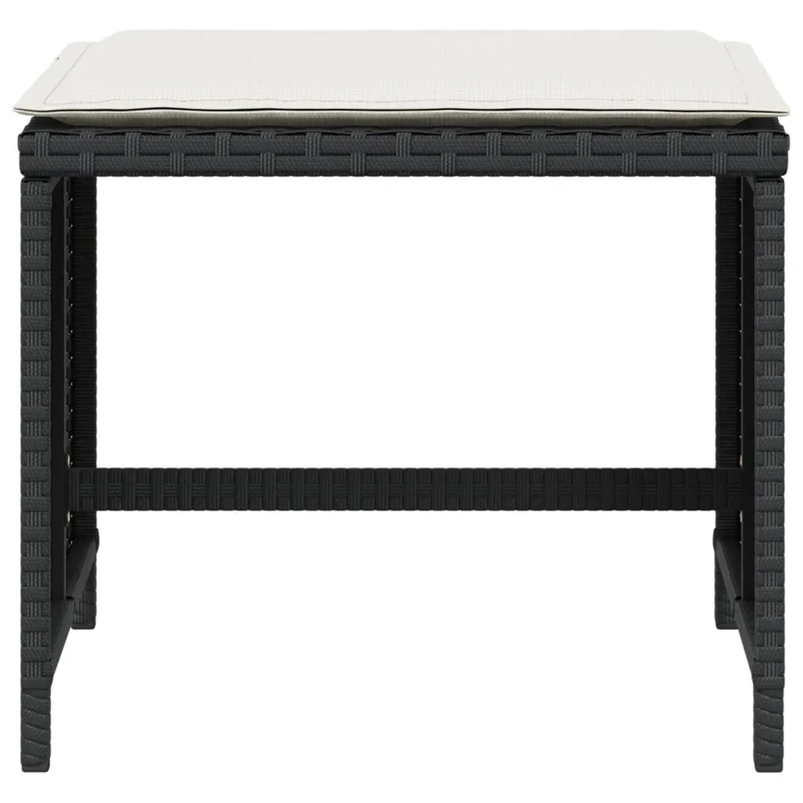 Tabourets de jardin et coussins lot de 4 noir 40x40x35 cm rotin - 5