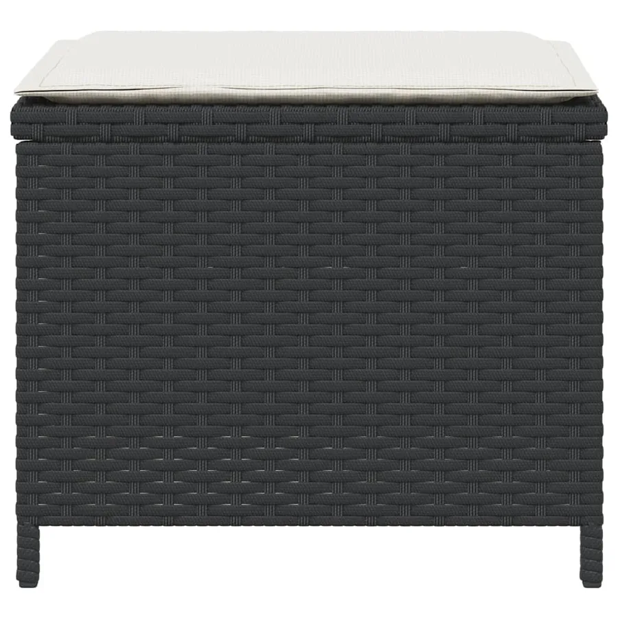 Tabourets de jardin et coussins lot de 4 noir 40x40x35 cm rotin - 6