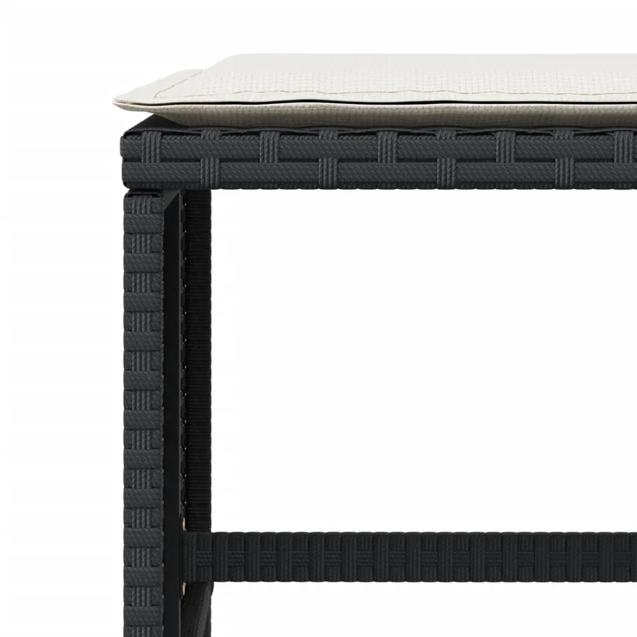 Tabourets de jardin et coussins lot de 4 noir 40x40x35 cm rotin - 8