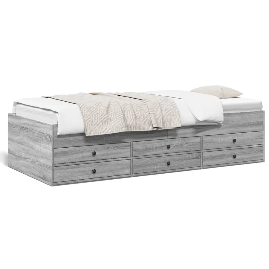 Lit de jour avec tiroirs sans matelas sonoma gris 75x190 cm - 2