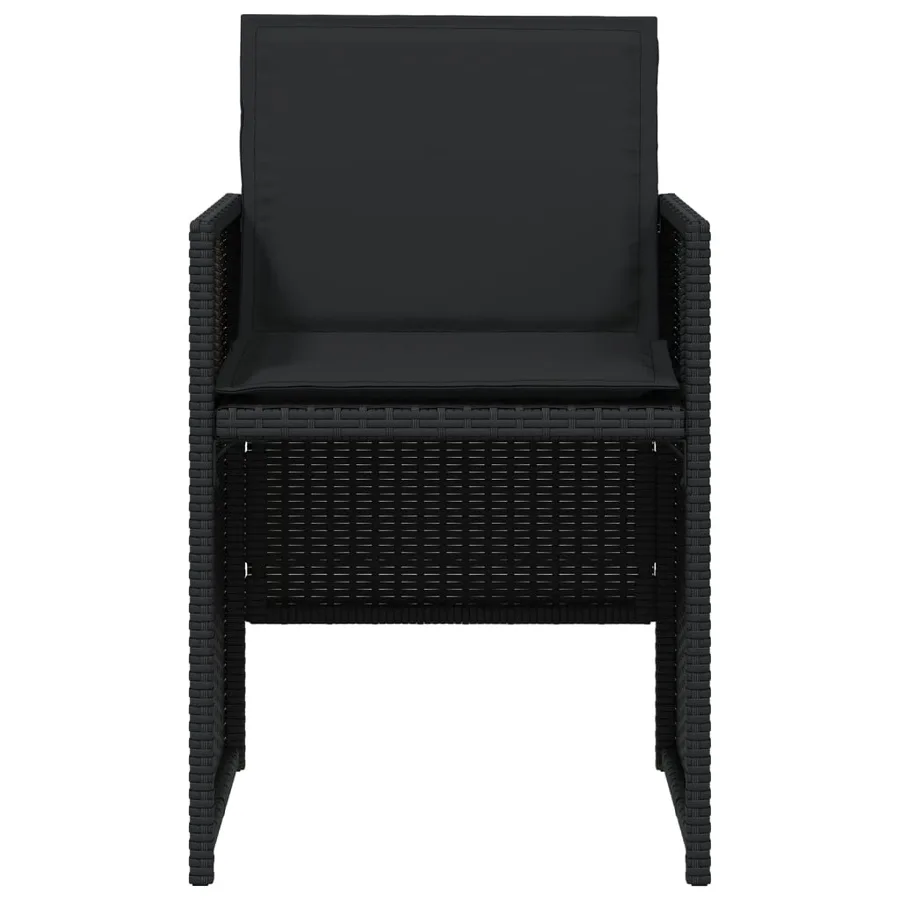 Chaises de jardin lot de 4 avec coussins noir résine tressée - 5