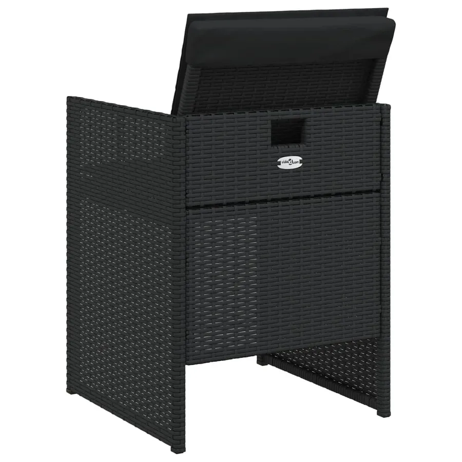 Chaises de jardin lot de 4 avec coussins noir résine tressée - 7