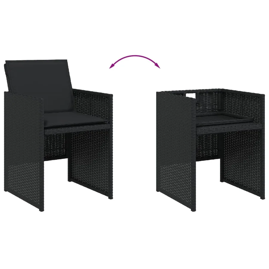 Chaises de jardin lot de 4 avec coussins noir résine tressée - 8