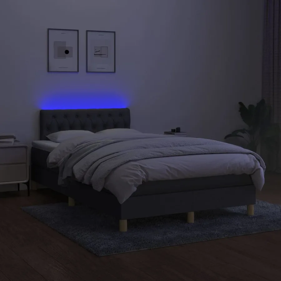 Sommier à lattes de lit matelas LED gris foncé 120x190 cm tissu - 5