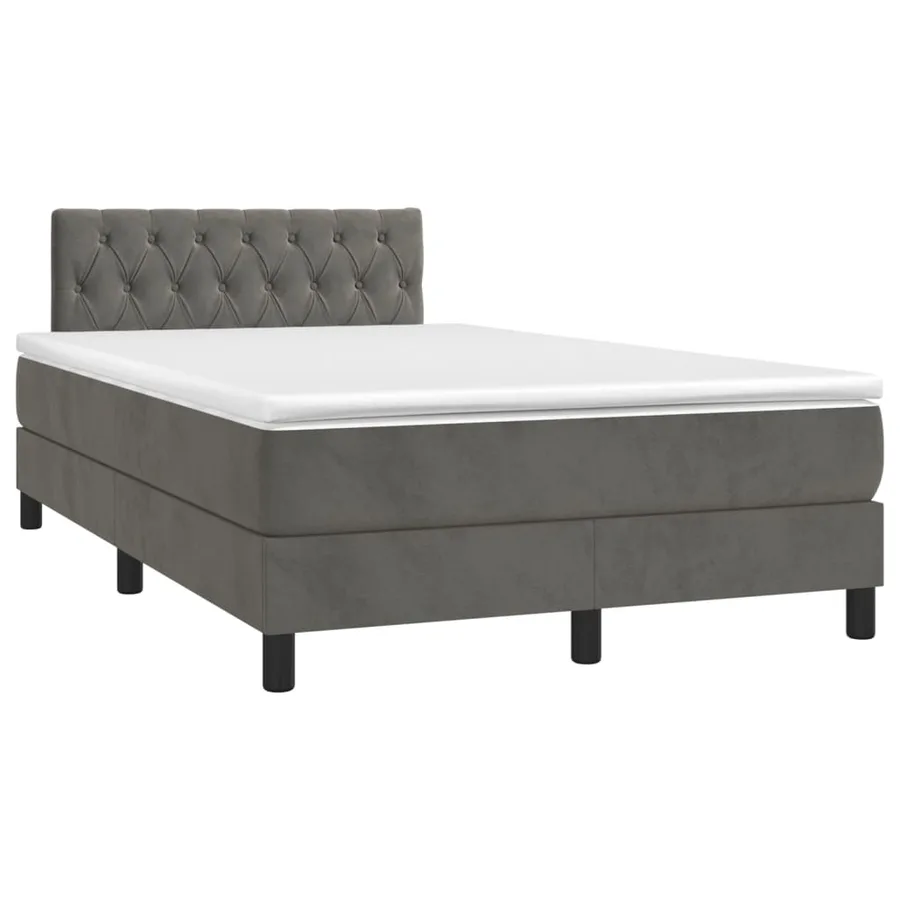 Sommier à lattes de lit et matelas gris foncé 120x190cm velours - 2