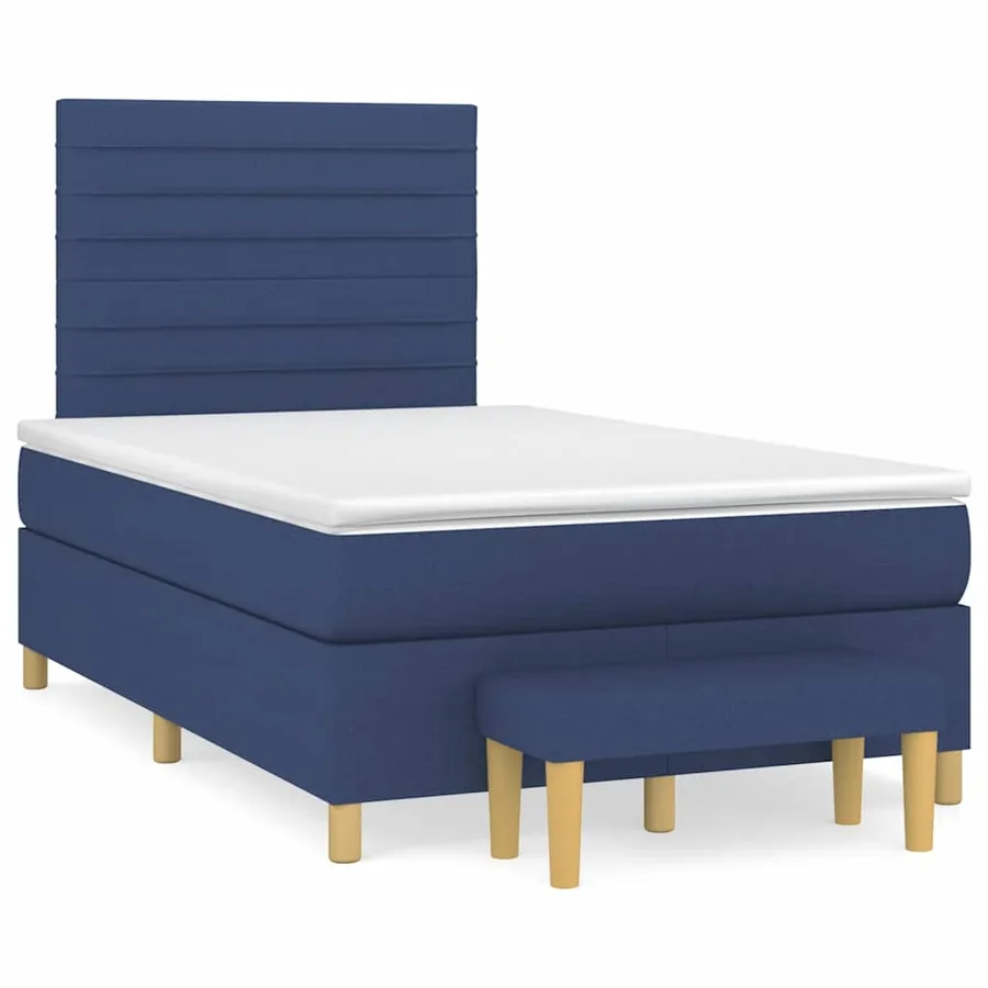 Sommier à lattes de lit avec matelas bleu 120x190 cm tissu - 2