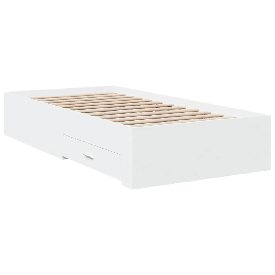 Cadre de lit avec tiroirs sans matelas blanc 90x200 cm - 6