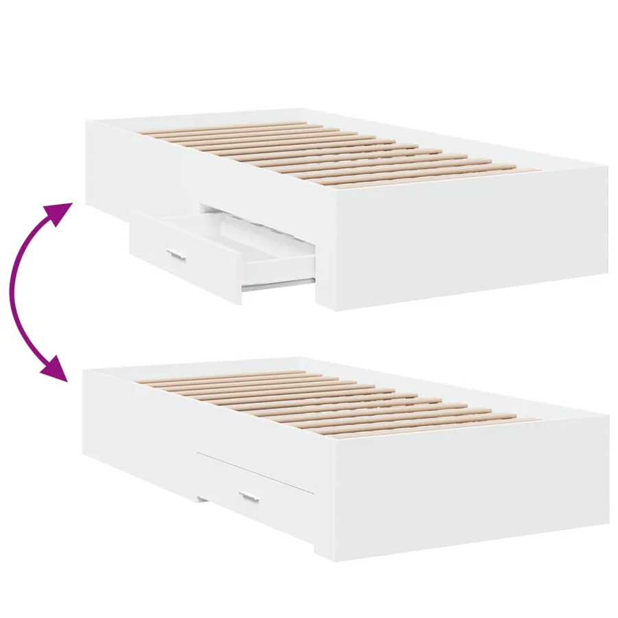 Cadre de lit avec tiroirs sans matelas blanc 90x200 cm - 7