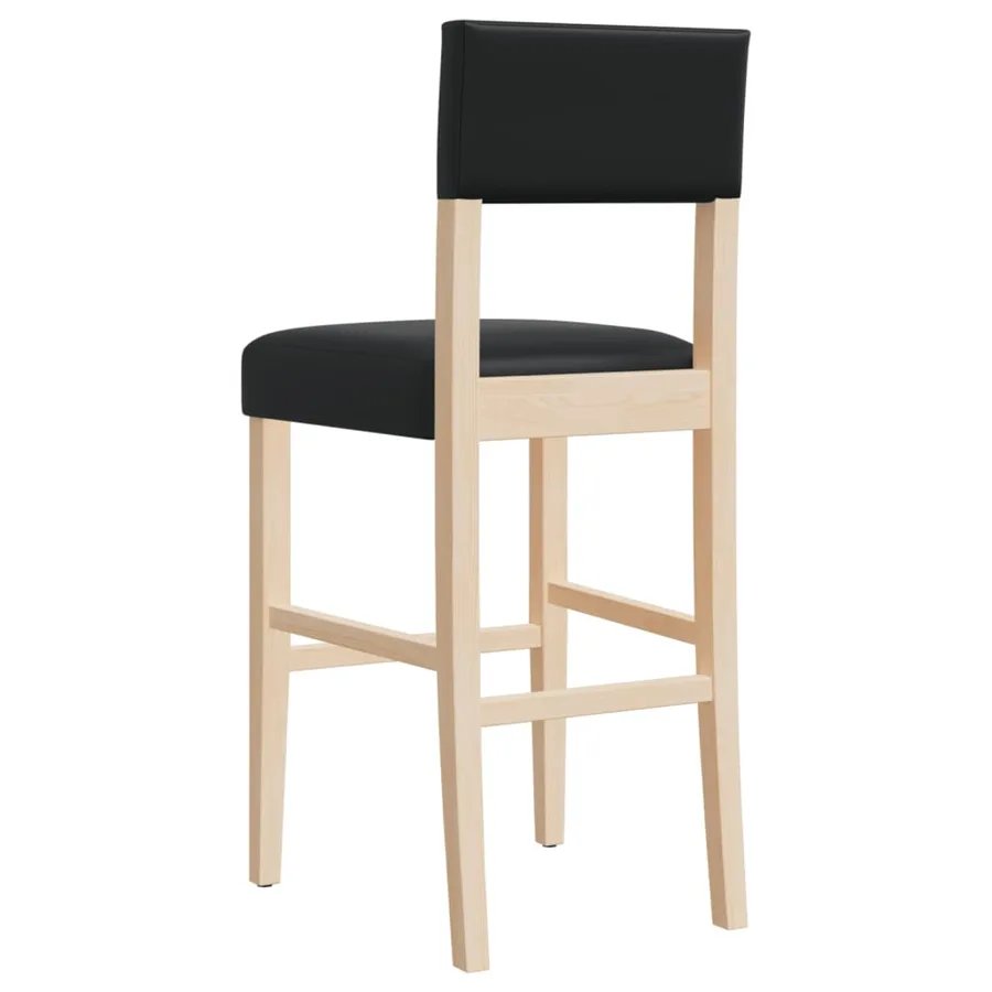Chaises de bar lot de 2 bois massif d'hévéa et similicuir - 7