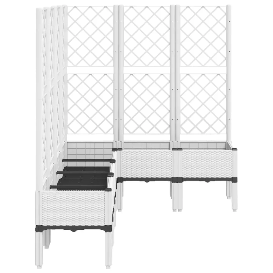 Jardinière avec treillis blanc 160x120x142 cm PP - 4