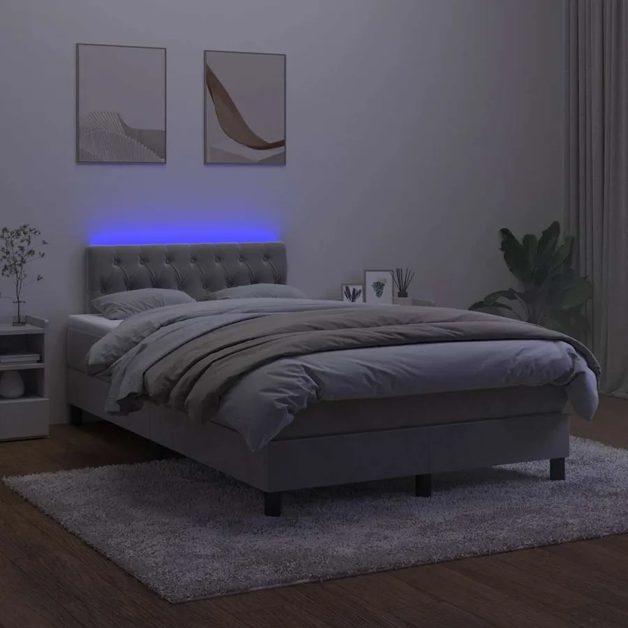 Sommier à lattes de lit avec matelas LED gris clair 120x190 cm - 4