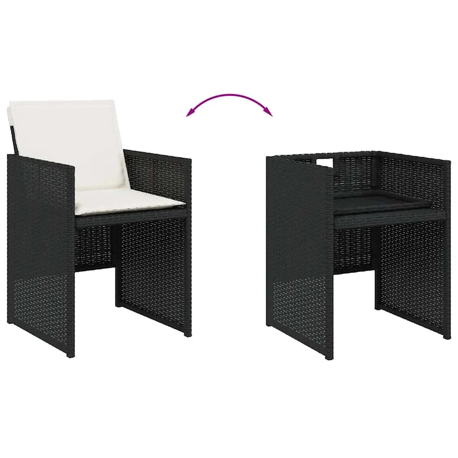 Ensemble à manger de jardin 15 pcs coussins noir résine tressée - 5