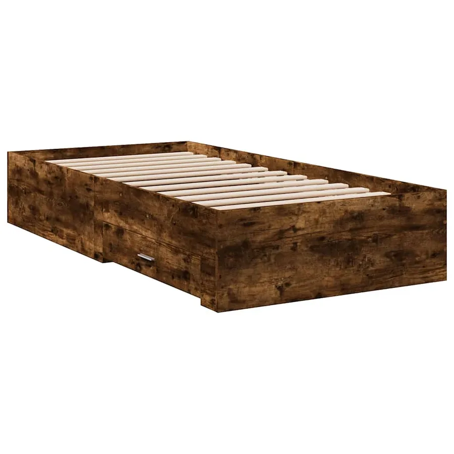 Cadre de lit avec tiroirs sans matelas chêne fumé 90x200 cm - 6