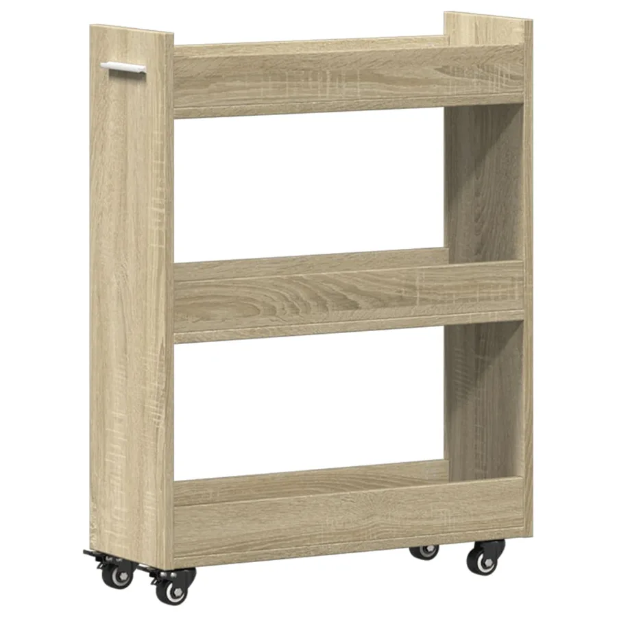 Armoire avec roues chêne sonoma 60x22x79 cm bois d'ingénierie - 2