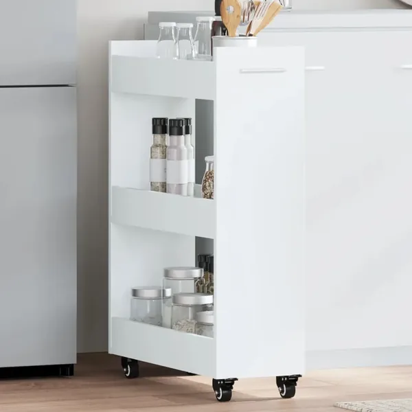 Armoire avec roues blanc 60x22x79 cm bois d'ingénierie