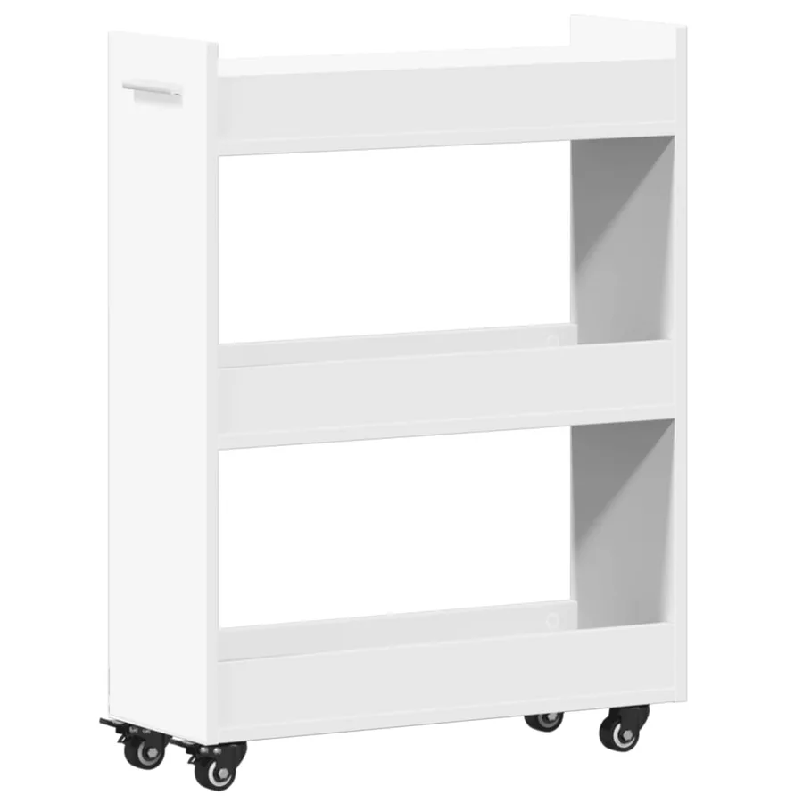 Armoire avec roues blanc 60x22x79 cm bois d'ingénierie - 2