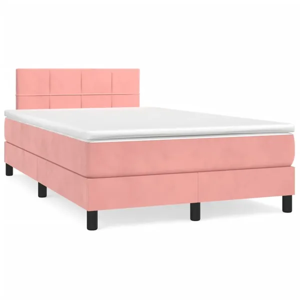 Sommier à lattes de lit avec matelas rose 120x190 cm velours