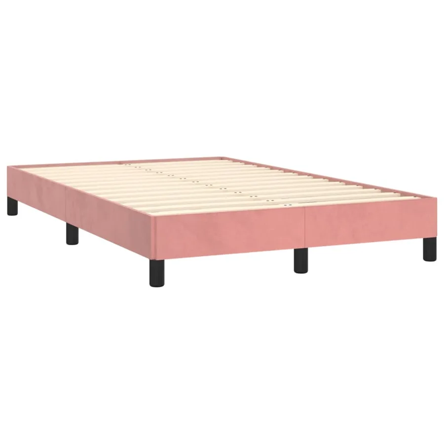 Sommier à lattes de lit avec matelas rose 120x190 cm velours - 4