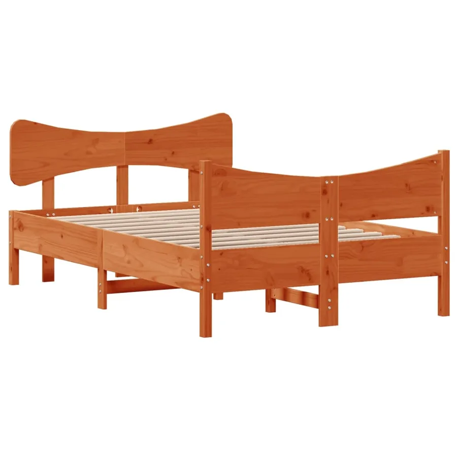 Cadre de lit sans matelas cire marron 120x190cm bois pin massif - 3