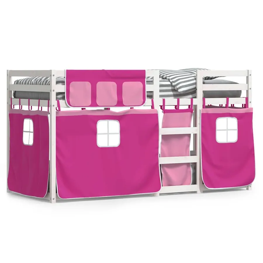 Lit superposé sans matelas rose 75x190 cm bois de pin massif - 2