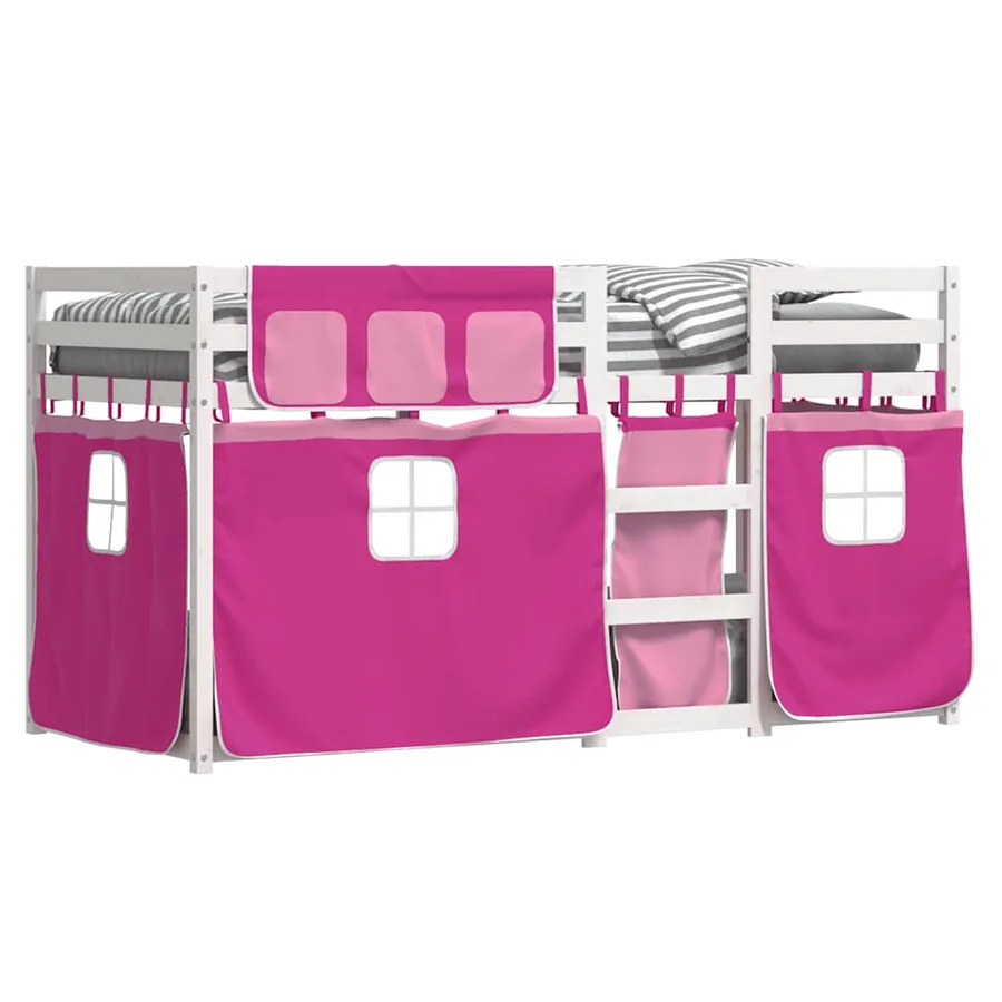 Lit superposé sans matelas rose 75x190 cm bois de pin massif - 4