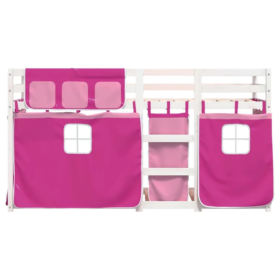 Lit superposé sans matelas rose 75x190 cm bois de pin massif - 5