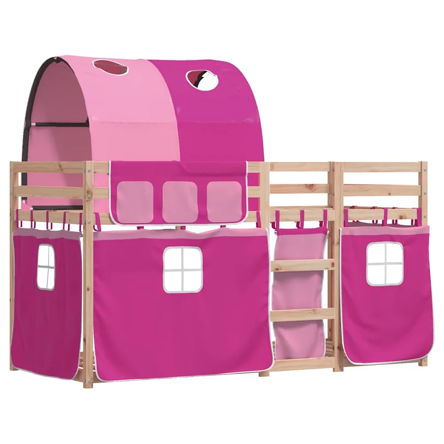 Lit superposé sans matelas rose 75x190 cm bois de pin massif - 3