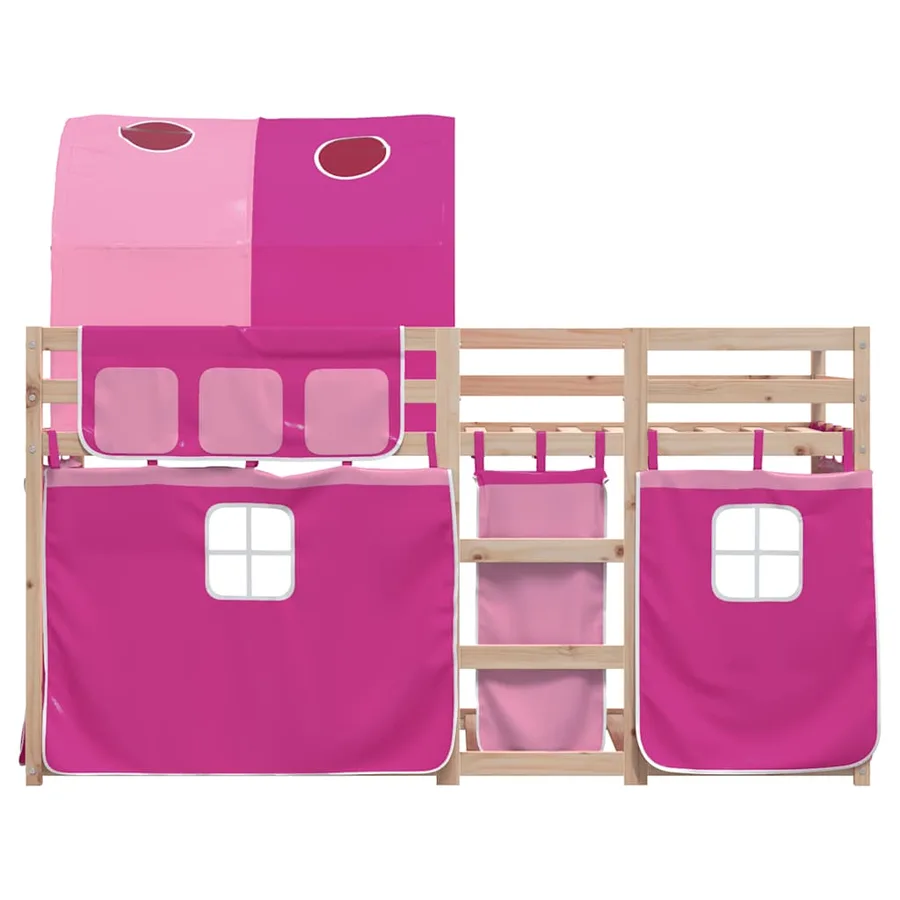 Lit superposé sans matelas rose 75x190 cm bois de pin massif - 5