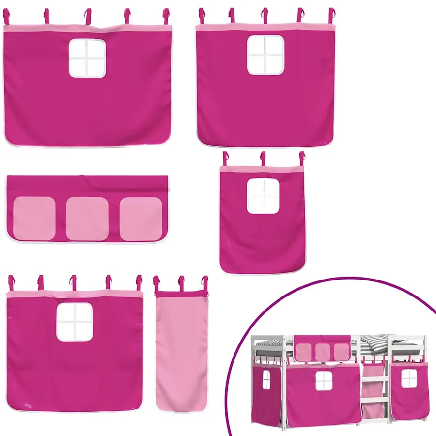 Lit superposé sans matelas rose 80x200 cm bois de pin massif - 10