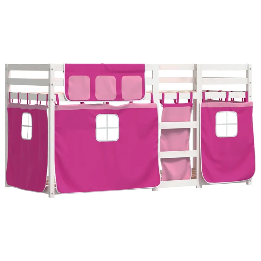 Lit superposé sans matelas rose 80x200 cm bois de pin massif - 3