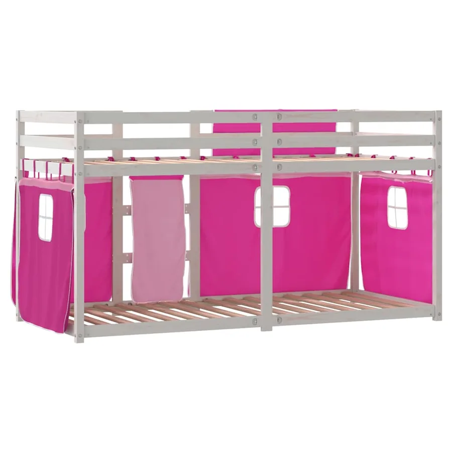 Lit superposé sans matelas rose 80x200 cm bois de pin massif - 7