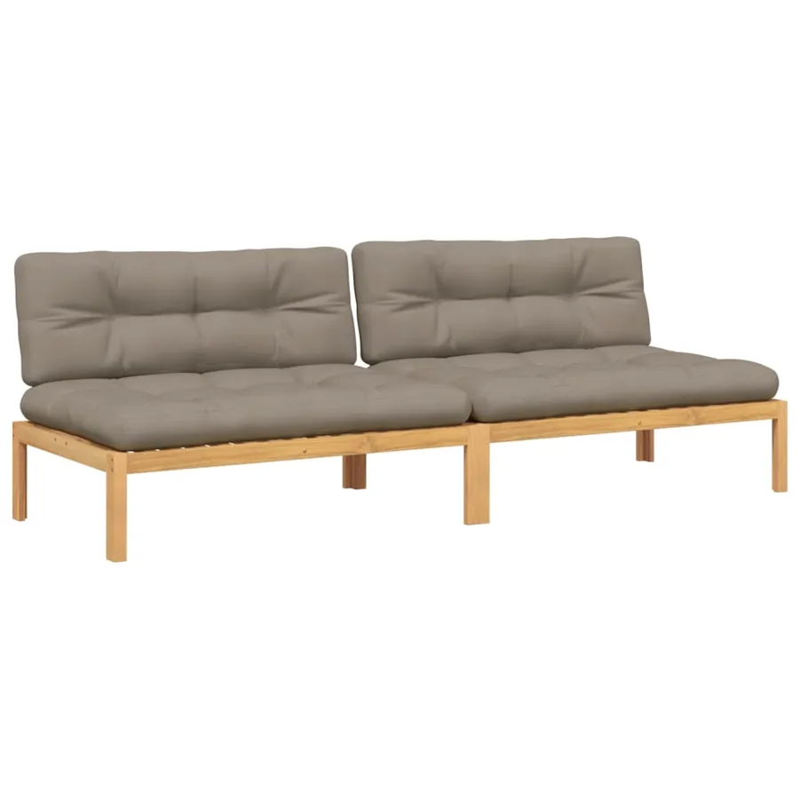 Canapés centraux palette de jardin 2pcs et coussins bois acacia - 2