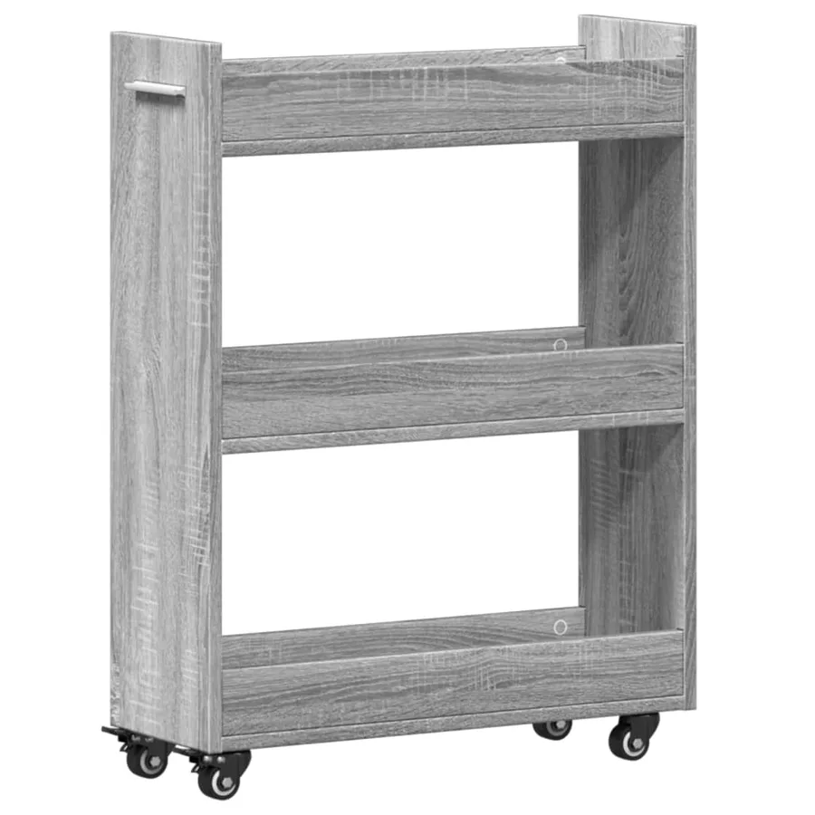 Armoire avec roues sonoma gris 60x22x79 cm bois d'ingénierie - 2