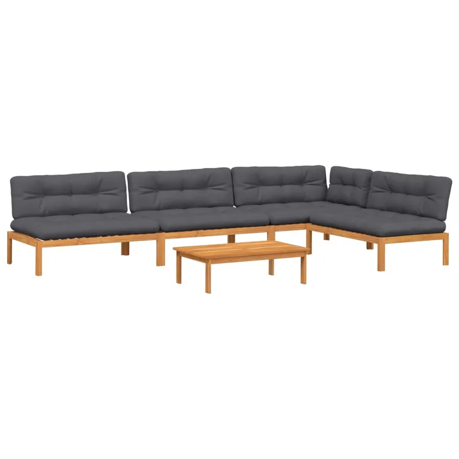 Salon palette de jardin avec coussins 5pcs bois d'acacia massif - 2