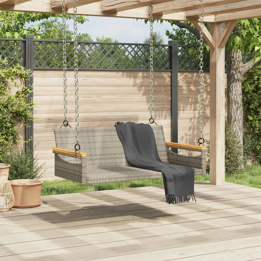 Balancelle gris 109x62x40 cm résine tressée - 3