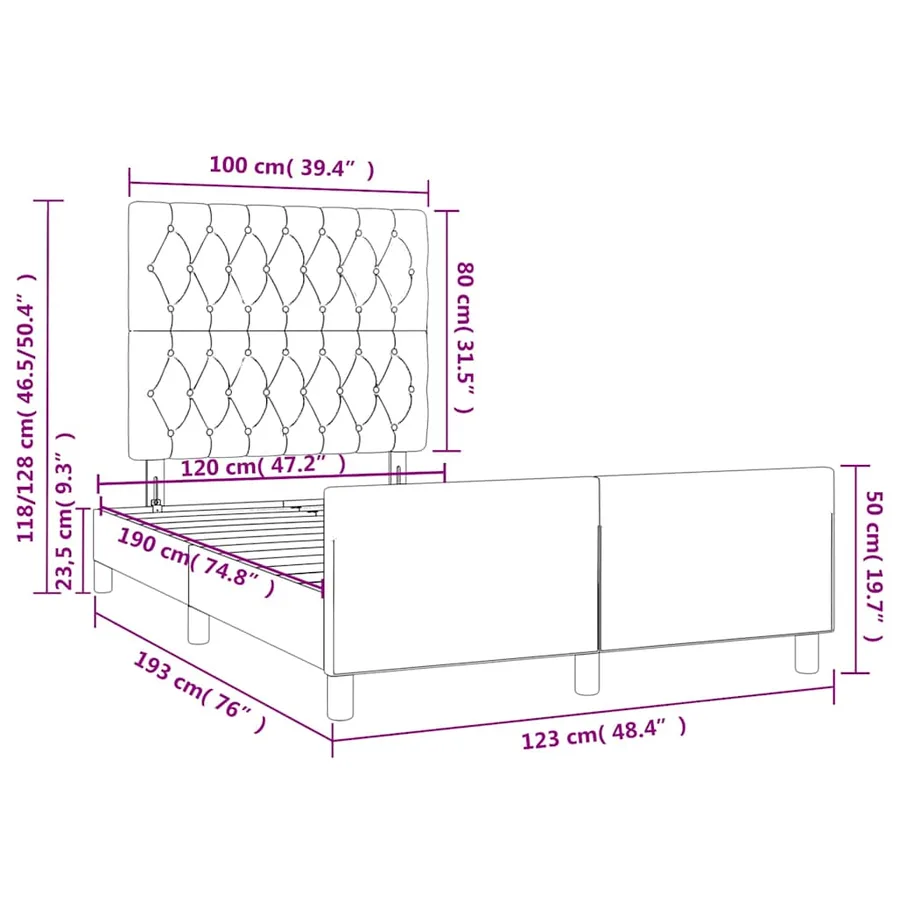 Cadre de lit sans matelas vert foncé 120x190 cm velours - 11